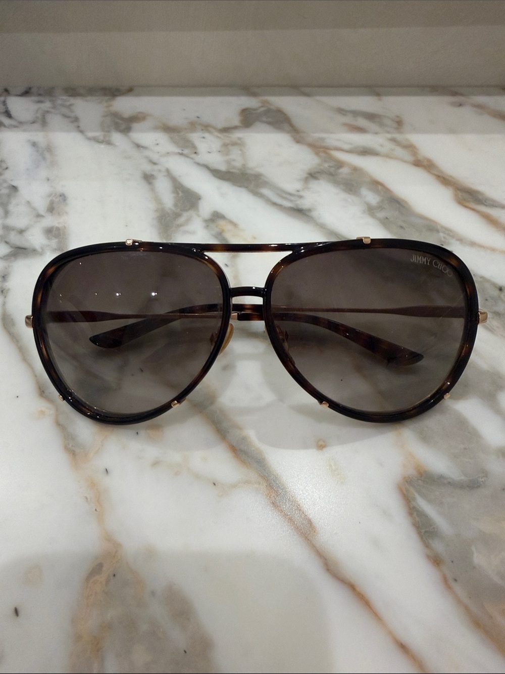 Jimmy Choo Tortoiseshell with gold Frame Sunglasses with Brown Lenses